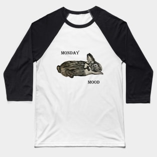 Monday Mood Black and White Rabbit Baseball T-Shirt
